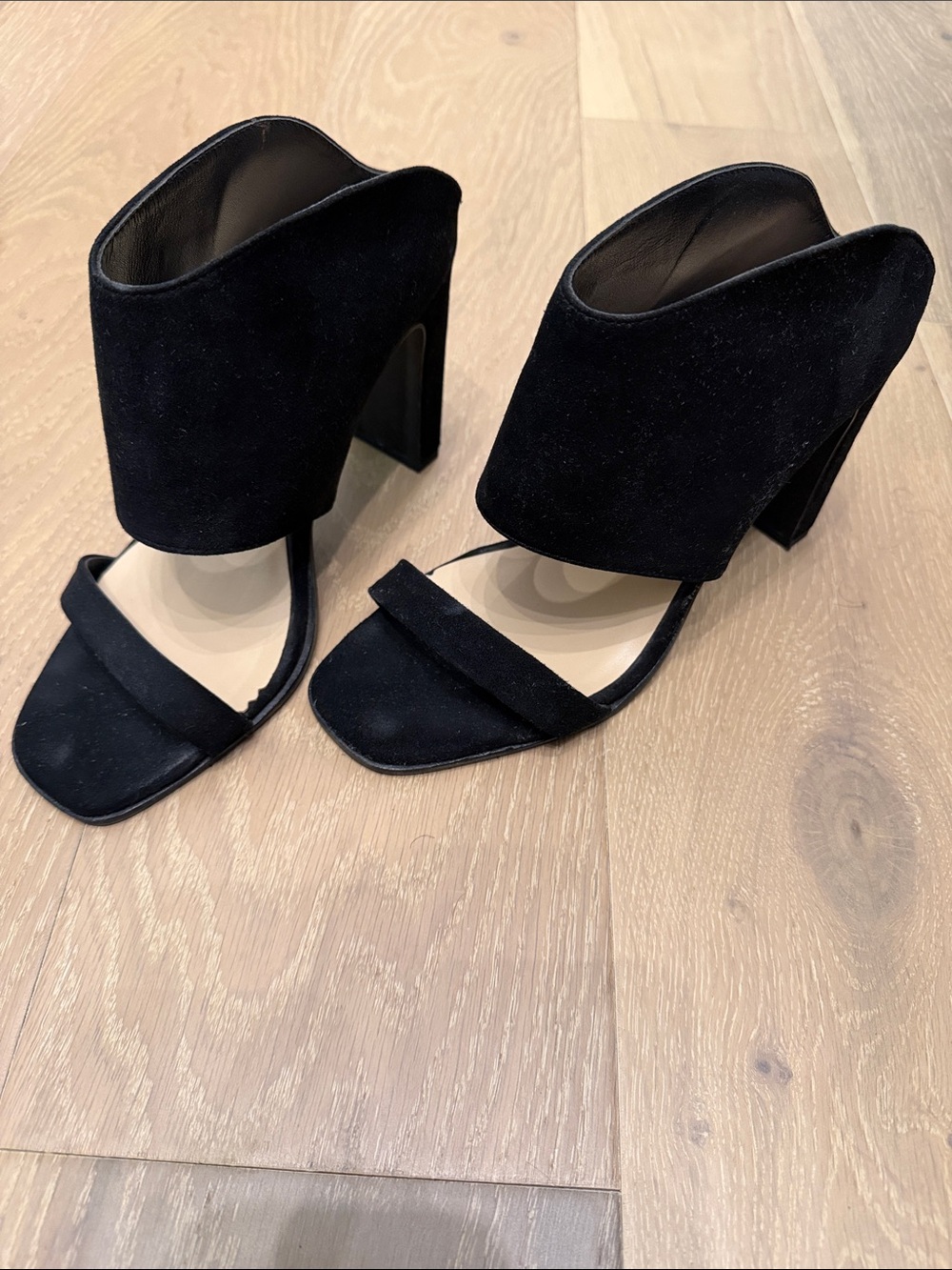 42 Gold Liya Slide Suede Heels
